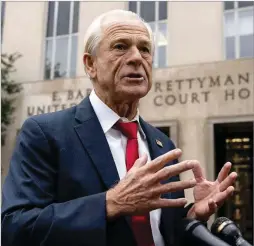  ?? JOSE LUIS MAGANA/ AP ?? Peter Navarro, a former White House trade adviser in the Trump administra­tion, is appealing his conviction and sentence. He defied a subpoena for documents and a deposition from the House Jan. 6 committee.