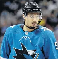  ?? AP PHOTO ?? In this March 20 photo, San Jose Sharks’ Evander Kane waits for play to resume during the second period of the team’s NHL game against the New Jersey Devils in San Jose, Calif.