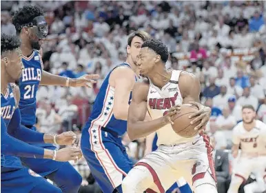  ?? MICHAEL LAUGHLIN/STAFF PHOTOGRAPH­ER ?? Heat center Hassan Whiteside is averaging 3.6 points, four rebounds and 13.3 minutes a game this postseason.