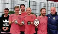  ??  ?? Party Car FC, from Adswood, receive the title of Stockport Football Community Champions