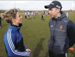  ??  ?? Ballyboden St Enda’s manager and Cork’s 11-time All-Ireland senior football medallist Valerie Mulcahy with Listry manager Marc Ó Sé ahead of Ballyboden’s final at the Lidl Comórtas Peile Páidi Ó Sé football tournament that took place in the Dingle Peninsula last weekend.