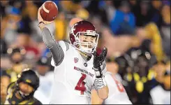  ?? MARK J. TERRILL/THE ASSOCIATED PRESS ?? Washington State quarterbac­k Luke Falk will challenge Miami’s secondary when the teams play today in the Sun Bowl in El Paso.