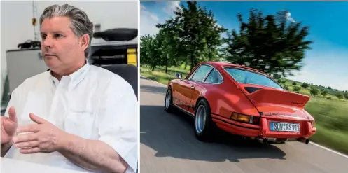  ??  ?? Cargraphic chief, Thomas Schnarr, has been at the forefront of Porsche tuning for over 20-years. Right: 2.7 RS replica is based on a Carrera 3.2 and is a wonderful drive
