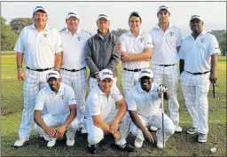  ??  ?? IN SECOND PLACE: The Border Coca Cola Country Districts golf team, back from left, Charl Stötter, Ian Thomas, Andrew Baillie, Jarred Scharneck, Niel du Preez and Ben Jo nas and front from left, Patrick Ludick, Pietie Nel and Fellow Ngantweni