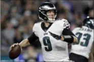  ?? AP PHOTO/ MARCIO JOSE SANCHEZ, FILE ?? FILE - In this Sunday, Dec. 16, 2018, file photo, Philadelph­ia Eagles quarterbac­k Nick Foles passes against the Los Angeles Rams during the second half of an NFL football game in Los Angeles. The Philadelph­ia Eagles are again counting on Super Bowl MVP Foles to win high-stakes games.