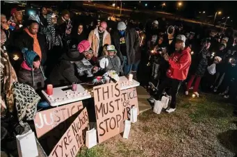  ?? Brandon Dill/For The Washington Post ?? RowVaughn Wells speaks through a bullhorn during a vigil for her son Tyre Nichols at Tobey Skatepark in Memphis on Thursday.