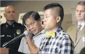  ?? Los Angeles County Sheriff's Department ?? ARMANDO Escandor Jr. discusses his mother, Xiuxia Chen, who was killed at the Ambassador Inn.