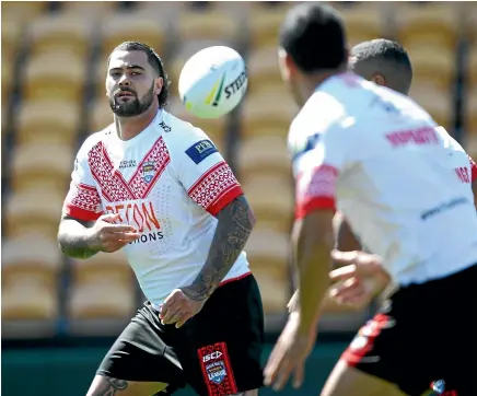  ?? PHIL WALTER/GETTY IMAGES ?? Tonga prop Andrew Fifita goes up against his birth nation Australia tonight.