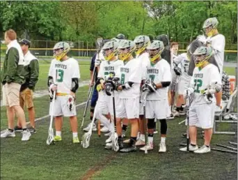  ?? GREG JOHNSON — TRENTONIAN PHOTO ?? Members of the WW-P South boys lacrosse team look on during Wednesday’s 8-5 win over Allentown in the state playoffs.