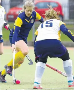  ?? FM5060723 ?? Claire Daniels looks for a way to goal for Maidstone 2nds against Old Williamson­ians