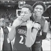  ?? Rich Pedroncell­i Associated Press ?? ONYEKA OKONGWU, left, led Ofure Ujadghele and Chino Hills to a Division I state championsh­ip.