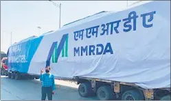  ??  ?? The first indigenous­ly-manufactur­ed Metro rake for line 2A (Dahisar-dn Nagar) reached Mumbai on Thursday morning. The rake will be unveiled by chief minister Uddhav Thackeray on Friday at the Charkop depot, officials said.