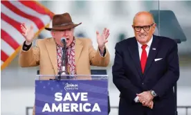  ?? Photograph: Jim Bourg/Reuters ?? Lawyers John Eastman and Rudy Giuliani at a pro-Trump rally ahead of his 6 January speech to contest the certificat­ion of the election.