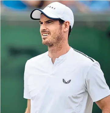  ??  ?? NO HOME COMFORTS: Andy Murray will have to stay in a hotel during Wimbledon.