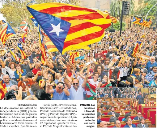  ?? FOTOS: AFP ?? FERVOR. Los catalanes a favor de la república pretenden redactar una carta magna.