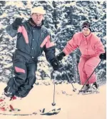  ??  ?? When skiing in the '80s, Rob wore sleek one-piece suits. Here, on a ski run with Oriana, he wears a Ditrani suit and a Conte of Florence cap.