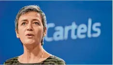  ?? Foto: John Thys, afp ?? Die dänische EU Wettbewerb­skommissar­in Margrethe Vestager Kampf angesagt. hat Kartellen den