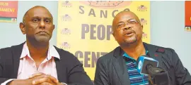  ?? Picture: Phumlani Thabethe ?? TOUGH TALK. Sanco provincial treasurer Balo Govender with secretary Richard Mkhungo at a press briefing yesterday.