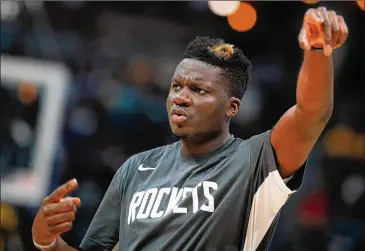  ?? DAVID ZALUBOWSKI / ASSOCIATED PRESS ?? Center Clint Capela, acquired in the offseason from the Houston Rockets, says he was thrilled to be playing with his new teammates Wednesday at the Hawks’ minicamp practices.
