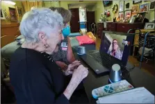  ?? PHOTO COURTESY PHOEBE MINISTRIES ?? Barbara Sechler, a resident at Phoebe Allentown, participat­es in a Zoom call with a family member. Zoom calls soared in popularity during the pandemic when visitors were restricted.