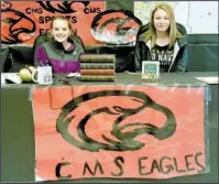  ?? The Sentinel-Record/Jay Bell ?? IN CONTROL: Sixth-grade students Masann Hamilton, left, and Haleigh Halsey were chosen in October by first-grade teacher KaChera Felts to head the new “Eagles on Air” program for Cutter Morning Star Elementary School. Halsey and Hamilton oversee all...