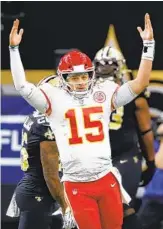  ?? TYLER KAUFMAN AP ?? Quarterbac­k Patrick Mahomes guided the Chiefs to another road victory, this one at New Orleans.