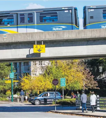  ?? FRANCIS GEORGIAN/PNG ?? A study found a stretch of SkyTrain track between VCC-Clark Station and Commercial Station created noise levels that measured around 90 decibels, or the volume of a loud car horn at a distance of three metres.