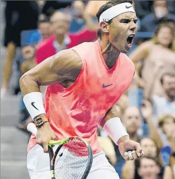  ?? FOTO: AP ?? Rafa Nadal, reacción de campeón y número uno ante un Karen Khachanov soberbio