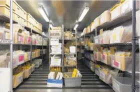  ?? Peter DaSilva / Special to The Chronicle 2016 ?? Evidence fills a California Department of Justice Bureau of Forensic Services DNA Laboratory freezer in Richmond. The state doesn’t track rape kits.