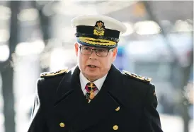  ?? SEAN KILPATRICK / THE CANADIAN PRESS ?? Vice-Admiral Mark Norman arrives at the courthouse in Ottawa on Wednesday.
