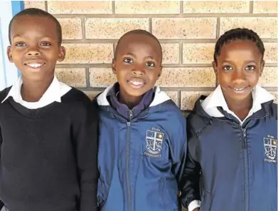  ?? Picture: SUPPLIED ?? CAPTION:Hope School pupils Esinako Mrwebi, Elam Meleni, and Lihlombe Hemenu excelled at the Mega district cross country this past weekend