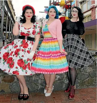  ?? PHOTO: RUBY MACANDREW/STUFF ?? Wellington pinups Miss Flossypots, left, Mrs Greatnews and Xamia Arc have been selected as top 10 finalists in the Miss Pinup New Zealand pageant in Auckland this weekend.