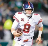  ?? MATT ROURKE/AP ?? Giants quarterbac­k Daniel Jones scrambles for yardage against the Eagles during the second half of a divisional playoff game Jan. 21 in Philadelph­ia.