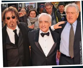  ??  ?? Film mob (from left): Al Pacino, Martin Scorsese and Robert De Niro at the London premiere on Sunday Picture: CAPITAL PICTURES