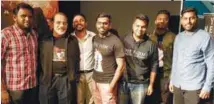  ??  ?? (left) Karthik (third from right) with his cast and crew of his horror thriller, The Farm (right)