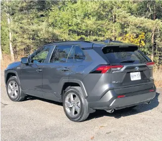  ??  ?? The 2020 Toyota RAV4 is powered by a 2.5-litre, four-cylinder gasoline engine (176-hp, 163 lb.ft.) coupled with an electric motor (149-hp, 88 lb.-ft.); it gets 219 net horsepower and 206 net lb.-ft. of torque.