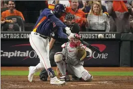  ?? SUE OGROCKI — THE ASSOCIATED PRESS FILE ?? Houston Astros' Yordan Alvarezhas a sore hand that will keep him out of batting practice in the first few days of spring training. Alvarez told reporters on Tuesday soreness in the hand was an issue at times in the 2022season and continued to “flare up a bit at times” during the offseason.