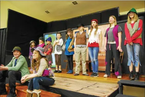  ?? LISA MITCHELL — DIGITAL FIRST MEDIA ?? The Talisman Players cast of “Pinnochio” during a Meet and Greet after show at Trinity Lutheran Church in Kutztown on Feb. 10.