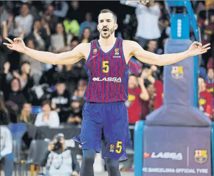  ?? FOTO: PEP MORATA ?? Pau Ribas, tras anotar un triple en el Palau Blaugrana.