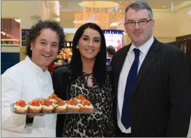  ??  ?? Carlos Luque of Food Fiesta, Michelle McCrohan and Derek Rusk, Centre Manager, Manor West Retail Park and Shopping Centre