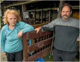  ?? PHOTO: DAVID UNWIN/FAIRFAX NZ ?? Susan Galea and Cedric Backhouse outside their empty cow shed in Rongotea.
A slip over State Highway 1, near Kaikoura.