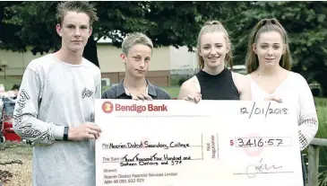  ??  ?? A grant will help Neerim District Secondary College leaders undertake a program in China. Pictured from left Riley Duck, Flynn Pallot, Hannah Rhodes and Shae Maxwell.