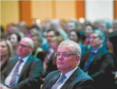  ??  ?? Australia’s prime minister, Scott Morrison, prior to an address to the Institute of Public Administra­tion Australia at Parliament House on Monday.