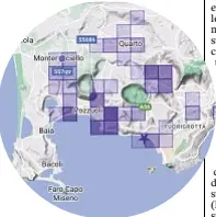  ?? ?? Blu Nella cartina le aree dove il colore è più intenso segnalano il maggior numero di sismi