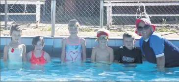  ??  ?? Learn to Swim participan­ts (from left) Sophie Bulmer, Stella Butcher, Olivia and Lachlan Jeffrey, Will Trist and instructor Cheryl McMillan.