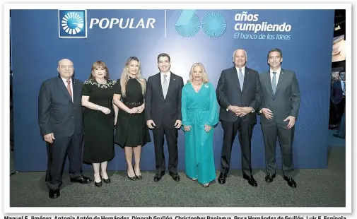  ?? FUENTE EXTERNA ?? Manuel E. Jiménez, Antonia Antón de Hernández, Dinorah Grullón, Christophe­r Paniagua, Rosa Hernández de Grullón, Luis E. Espínola y Francisco Ramírez.