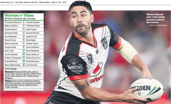  ?? Picture / Getty Images ?? Shaun Johnson may come under pressure later in the season.