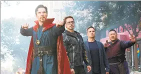 ?? Chuck Zlotnick / Associated Press ?? From left, Benedict Cumberbatc­h, Robert Downey Jr., Mark Ruffalo and Benedict Wong in a scene from “Avengers: Infinity War.”
