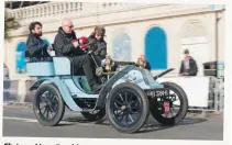  ?? ?? Chris and Jane Berridge successful­ly made it to the seafront finishing line in their glorious 1901 Darracq.