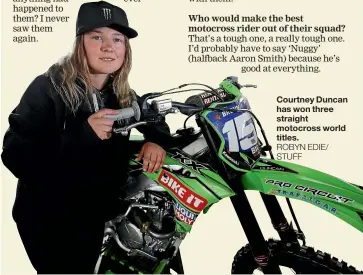  ?? ROBYN EDIE/ STUFF ?? Courtney Duncan has won three straight motocross world titles.